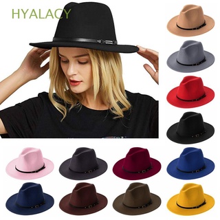 PANAMA hyalacy vintage outback sombrero otoño invierno panamá jazz sombrero fieltro fedora sombreros moda con hebilla de cinturón ala ancha hombres y mujeres sombrero de vaquero