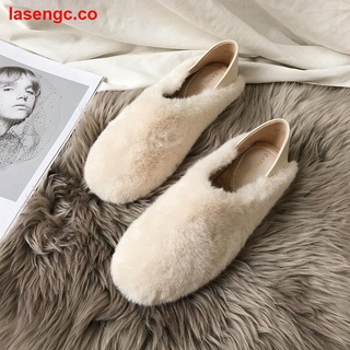 Inner-increasing thick-soled mink fur shoes women s winter wear plus velvet pedal peas shoes fairy pedal lazy cotton shoes