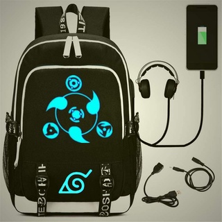 [KIRA] Mochila De Anime Luminoso Naruto Cosplay Bookpack Escolar Con Puerto De Carga USB
