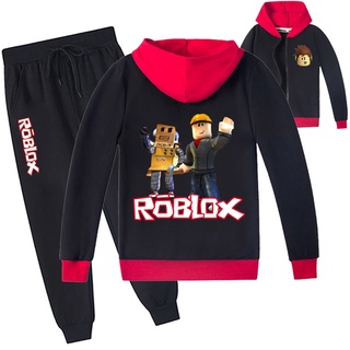 2021 juego caliente de dibujos animados Roblox impresión niños abrigo con capucha chaqueta y pantalones conjunto de 2 piezas sudaderas niños Outwear