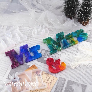 Yoi paquete de 3 moldes hechos a mano del alfabeto Mr & Mrs letra resina moldes Kit Mr & Mrs par de resina epoxi moldes de fundición de arte herramientas