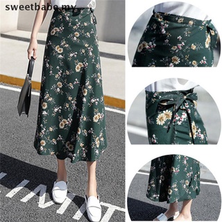 [Sweetbabe] falda de gasa Boho Casual de verano para mujer, cintura alta, larga, Floral, falda de envoltura Floral