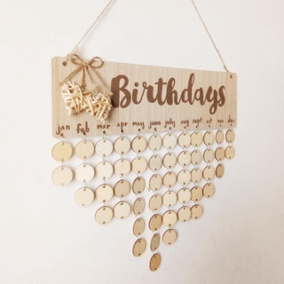 Fou_ placa redonda de madera para colgar calendario, fecha de cumpleaños, recordatorio