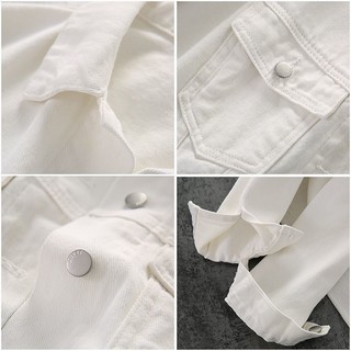 Chaqueta de mezclilla blanca de las mujeres versión suelta de 2020 moda nueva BF Art chaqueta de manga larga (4)