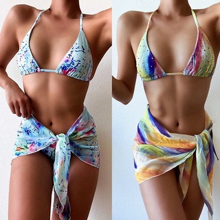 mujeres vendaje bikini conjunto diamante tinte impresión tanga verano playa trajes de baño traje de baño