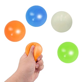 VARNEY Family Games Squash Ball Throw Decompression Ball Sticky Target Ball Suction Children's Toy Fluorescent Luminous Throw At Ceiling Classic Stress Globbles/Multicolor (4)