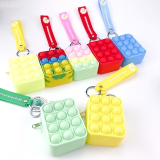Nuevo Pop It Monedero Push Burbuja Fidget Juguetes Anti-Estrés Creatividad Silicona Mini Cartera Infantil