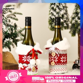 Wankulin cómodo toque botella de vino vestido de navidad mesa botella de vino suéter de textura fina para restaurante