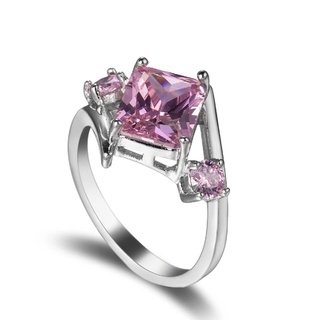 Anillo de moda 925 joyería de plata con piedras preciosas de circonita rosa anillos de dedo accesorios para mujeres boda fiesta de compromiso