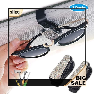(LY) Soporte para gafas de sol para coche visera Auto gafas Clip percha Bling Rhinestone