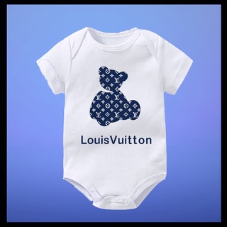 LVMono de triángulo con agujero para bebé de Louis Vuitton Mono de media manga para niños Estilo coreano algodón orgánico ropa para niños Onesie Mono Mono para niñas (1)