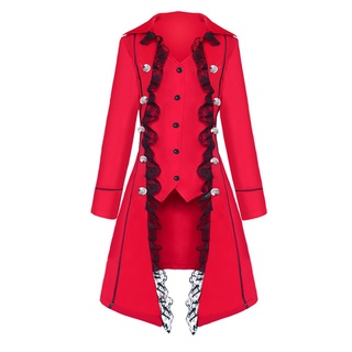 mujer moda medievales color sólido manga larga abrigo de triple botonadura (3)