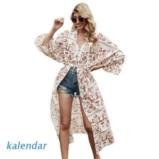 KALEN Women Beach Dress Kimono Cardigan Floral Print Open Front Shirt Swimsuit Coverup