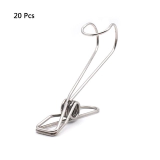 SA 20 Pcs Stainless Steel Laundry Hanging Clip Hook Clothes Peg Boot Hanger Towel Holder Paper Files Binder Clip Snack Seal Storage
