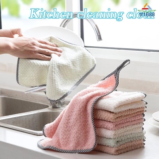 Trapos de limpieza de cocina sin revestimiento absorbentes mechas pequeñas toallas cuadradas colgantes de lana toallas de mano T16