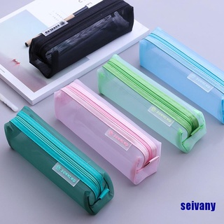 Estuches de lápices de malla Kawaii transparentes caja de lápices escolar estudiante bolsa de suministros