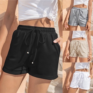 *dmgo*=mujer cómodo pantalones cortos de verano cordón elástico cintura bolsillos casual playa pantalones