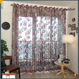 bilibili cortina cortinas elásticas patrón de flores de poliéster sala de estar ventana tratamientos transparentes cortinas para sala de estar