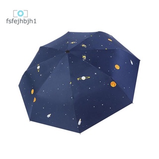 Creativo Serie De estrellas universos plegables De Planeta De ombligo a prueba De lluvia Uv a prueba De lluvia Parasol Umbrella negro para mujer