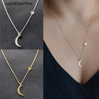 [LightOverflow] Collar Con Colgante De Estrella De Luna , De Oro , Plata , Cadena Larga , Joyería Para Mujer