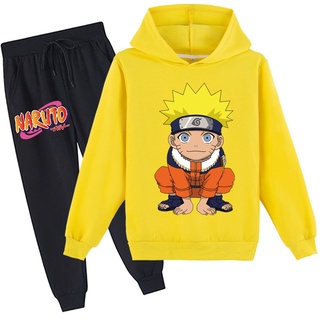 2021 Naruto de dibujos animados sudadera con capucha+pantalones 2 piezas conjuntos de niños impreso de manga larga niñas Casual sudadera con capucha ropa de abrigo niños algodón sudadera con capucha (1)