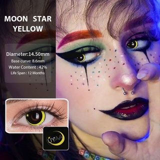 1 par de lentes de Color de 1 año/accesorios de Anime/lentes de contacto de colores/lentes de contacto para Cosplay/lentes de Color azul moon star Yellow