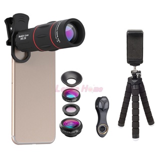 Lr- APEXEL 4 en 1 Kit de lentes de teléfono de gran angular Macro ojo de pez 18X lente de teleobjetivo con Clip cámara externa para Iphone/Andorid