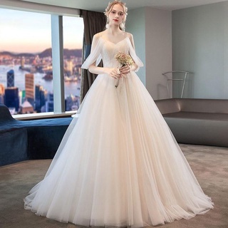 Mujer vestido de novia especial liquidación vestido de novia 2021 nueva novia boda un hombro encaje boda hilo fino geográfico