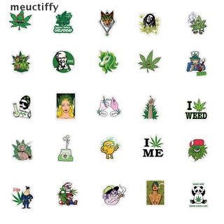 meuctiffy 50 piezas de dibujos animados divertidos pegatinas de cannabis snowboard portátil equipaje guitarra maleta co