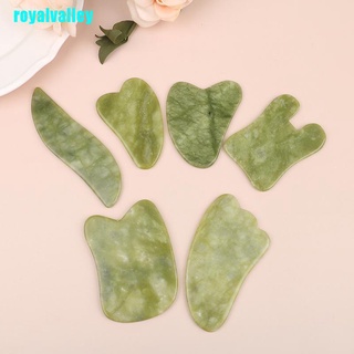 royalvalley Natural Gua Sha Jade Rose Quartz Stone Face Board Green Heart Shaped Massage LOUJ (3)