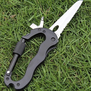 5 en 1 plegable seguridad autodefensa armas cuchillo mosquetón hebilla colgante (1)
