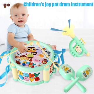 pry 4pcs niños juguete instrumentos kit tambor pequeño arena martillo cuerno kits temprano educativo bebé juguetes regalo (1)