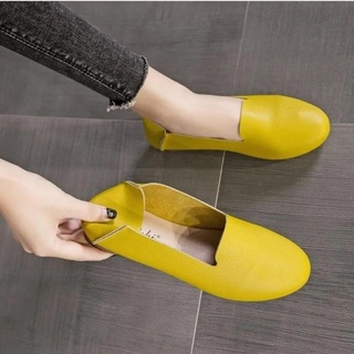 Tamaño 34-42 verano Doudou zapatos nuevo Baotou media zapatillas de tacón plano Casual suela suave cómodo dedo del pie redondo cuero suave zapatos de las mujeres