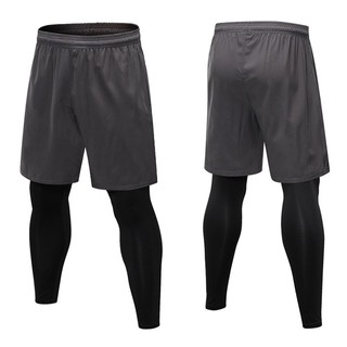 2 en 1 hombres corriendo pantalones ajustados deporte jogging caminar pantalones cortos fitness entrenamiento baloncesto compresión pantalones largos ropa deportiva (3)