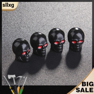 (LY) 4 tapas universales de cráneo negro para neumático, válvula de neumático, tapas de polvo (3)