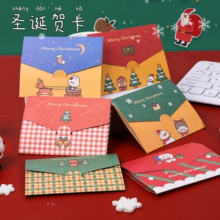 Tarjeta de felicitación de Navidad Linda Tarjeta de bendición de tres pliegues sobre de dibujos animados DIY cumpleaños pequeña tarjeta de Navidad Tarjeta de mensaje de vacaciones