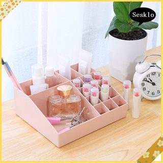 [Sk] organizador de escritorio de plástico para maquillaje, multifuncional, para mujeres, cosméticos, bandeja de almacenamiento (1)