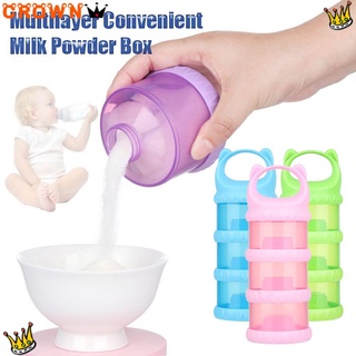crown kids formula dispensador de viaje caja de almacenamiento de alimentos de leche en polvo contenedor portátil bebé 3 capas de alimentación bebé botella de leche/multicolor