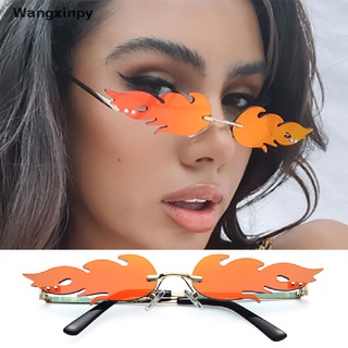 [wangxinpy] moda fuego llama gafas de sol mujeres sin montura onda gafas de lujo tendencia gafas venta caliente