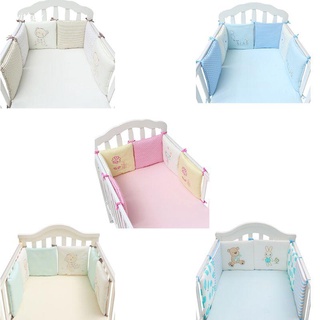 WIT 6 piezas de parachoques para cuna de bebé, Universal, transpirable, de seguridad, de algodón, Protector de cama