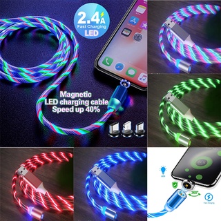 Cables Magnéticos LED USB Micro Type-C Ios Lightning Línea De Datos Con Luz Para Iphone Oppo Xiaomi