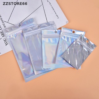 <Zzstore> 10 bolsas iridiscentes con cierre de cremallera/bolsas cosméticas de plástico/láser holográfico con cremallera