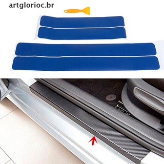 [Artglorioc] set/4 piezas De Fibra De Carbono De Fibra Azul Para puerta De coche protección De pezón