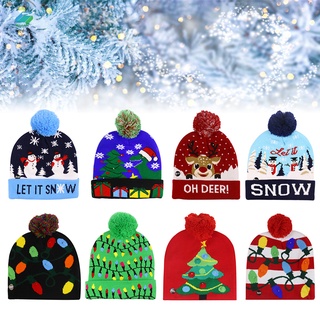 led sombrero de navidad suéter de punto beanie navidad luz de punto sombrero regalo de navidad para niños