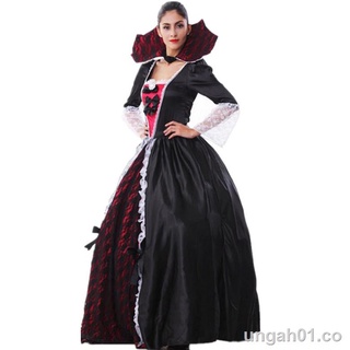✾№Ghost Festival Costume Female Vampire Zombie Costume Halloween Witch Costume Masquerade Party Queen Costume Uniform