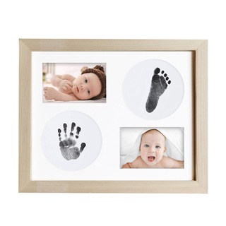 gaea* Newborn Infant Handprint Footprint Wood Picture Frame Photo Ornaments Baby Birthday Keepsake Shower Gift (9)