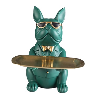 bulldog estatua bandeja de almacenamiento de resina arte decoración del hogar escultura