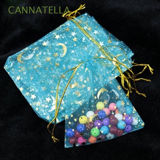 CANNATELLA Stunning Organza Bags 50pcs/lot Candy Pouches Jewelry Packaging Colorful Festive Party Supplies Star Moon Decoration Wedding Christmas Favor Drawstring Gift Bags