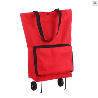 Bolso plegable para carrito de compras con ruedas plegable, reutilizable, plegable, plegable, bolsa de viaje, color rojo