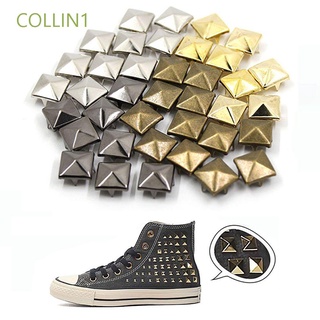 COLLIN1 6/8/10/12 mm Square Rivets Creative Garment Supplies DIY Studs Quality Spikes Spots Nailhead 4 Claws Releasable 100 pcs/pack Pyramid Shape Sewing Decor/Multicolor